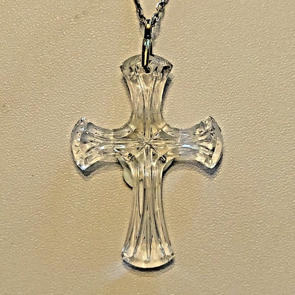 Waterford Other - Waterford Crystal Cross Pendant (RARE/RETIRED) & Sterling Silver Chain